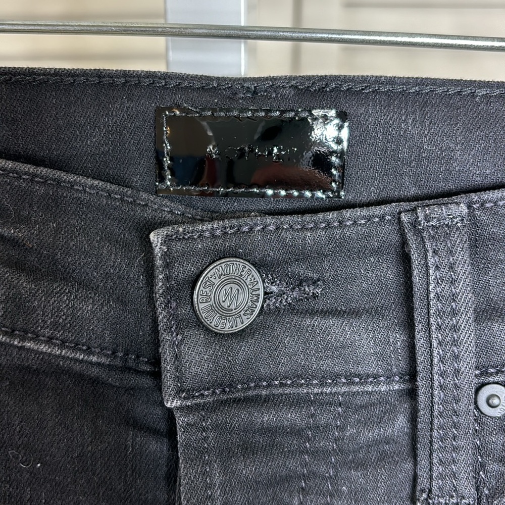 Mother Tippy Top Frisky Flood Not Guilty Black Denim Straight Jeans Size 25 - Picture 5 of 14